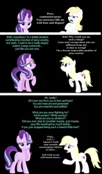 Size: 1280x2170 | Tagged: safe, artist:accu, artist:jhayarr23, artist:megasweet, artist:negatif22, artist:sollace, artist:vectorfag, derpibooru import, edit, starlight glimmer, oc, oc:aryanne, earth pony, pony, unicorn, no second prances, shadow play, argument, comic, concerned, consider the following, dialogue, disgusted, frown, full body, nazi, photoshop, politics, raised eyebrow, raised hoof, really makes you think, reformation, simple background, smiling, smirk, stalin glimmer, starlight is not amused, starlight vs aryanne, swastika, talking, text, trace, unamused, vector