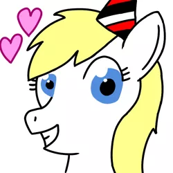 Size: 768x768 | Tagged: safe, artist:anonymous, derpibooru import, oc, oc:aryanne, pony, /mlpol/, adolf hitler, aryan, aryan pony, blonde, cute, face, germany, happy, happy birthday, hat, heart, nazi, nazipone, party hat, smiling