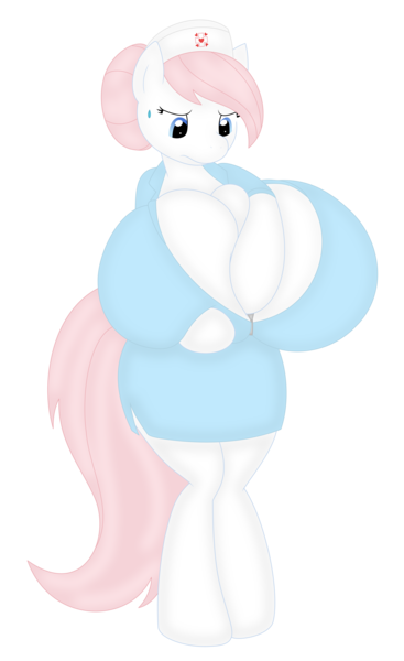 Size: 3713x6075 | Tagged: anthro, arm hooves, artist:allrights, artist:notyobizz, big breasts, breasts, busty nurse redheart, cleavage, colored, color edit, derpibooru import, edit, female, hat, huge breasts, impossibly large breasts, nurse hat, nurse outfit, nurse redheart, simple background, solo, solo female, struggling, suggestive, transparent background, vector