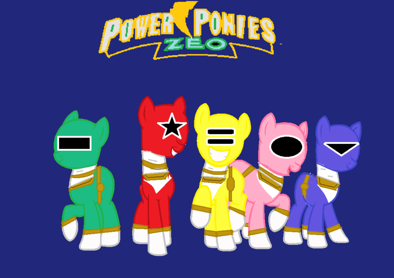 Size: 1094x771 | Tagged: safe, artist:cam-and-sister-paint, derpibooru import, pony, blue ranger, chouriki sentai ohranger, crossover, green ranger, pink ranger, power rangers, power rangers zeo, red ranger, super sentai, yellow ranger