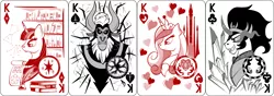 Size: 2540x889 | Tagged: artist:virenth, book, cracks, crystal, crystal empire, derpibooru import, king of clubs, king of diamonds, king of hearts, king of spades, king sombra, lord tirek, playing card, princess cadance, safe, twilight sparkle