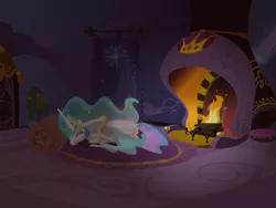 Size: 1200x900 | Tagged: safe, artist:evil-dec0y, derpibooru import, princess celestia, pony, comic:trixie vs., comic:trixie vs. the moon, comic, sleeping