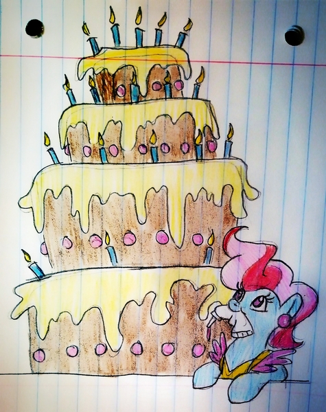 Size: 1578x1993 | Tagged: safe, artist:smirk, derpibooru import, earth pony, pony, cake, colored pencil drawing, cupcake, food, frosting, sketch, solo, traditional art