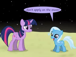 Size: 1200x900 | Tagged: safe, artist:evil-dec0y, derpibooru import, trixie, twilight sparkle, twilight sparkle (alicorn), alicorn, pony, comic:trixie vs., comic:trixie vs. the moon, age regression, comic, female, filly, filly trixie, moon, younger