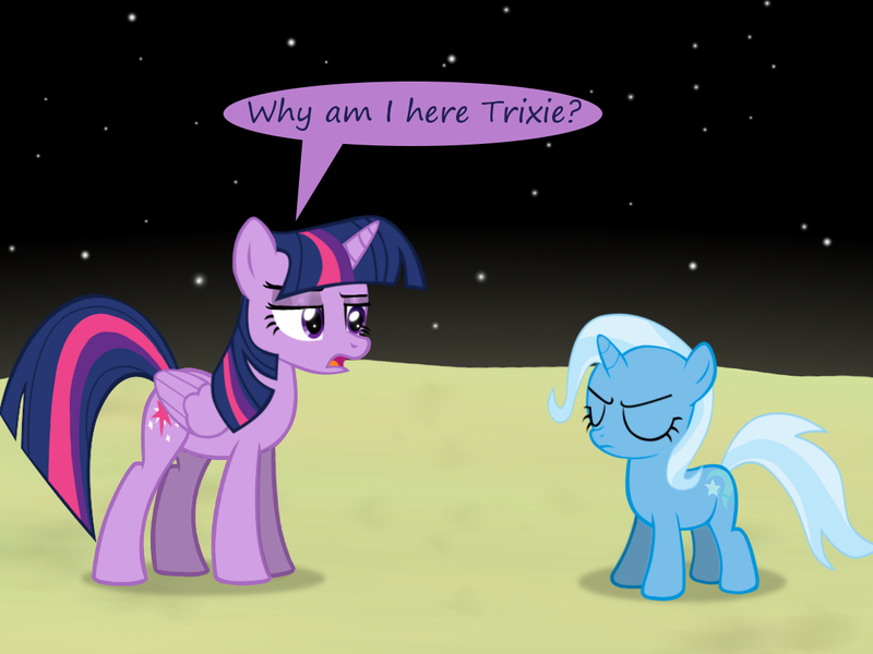 Size: 1200x900 | Tagged: safe, artist:evil-dec0y, derpibooru import, trixie, twilight sparkle, twilight sparkle (alicorn), alicorn, pony, comic:trixie vs., comic:trixie vs. the moon, age regression, comic, female, filly, filly trixie, moon, younger