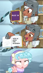 Size: 610x1024 | Tagged: suggestive, derpibooru import, edit, edited screencap, screencap, cozy glow, rusty bucket, pegasus, pony, frenemies (episode), angry, bait and switch, book, clothes, comic, cozy glow is not amused, cozybetes, cute, duo, exploitable meme, female, ferengi, filly, foal, friendship journal, hat, helmet, meme, narrowed eyes, rule 34, rules of acquisition, rusty bucket journal meme, screencap comic, star trek, winter outfit