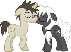 Size: 2920x2154 | Tagged: safe, artist:zacatron94, derpibooru import, oc, oc:blank novel, oc:captain white, unofficial characters only, pegasus, pony, unicorn, blushing, female, glasses, kissing, male, mare, oc x oc, shipping, simple background, stallion, straight, transparent background, whitenovel