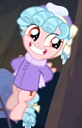 Size: 368x570 | Tagged: safe, derpibooru import, screencap, cozy glow, pegasus, pony, frenemies (episode), clothes, cozy glow is best facemaker, cozybetes, cropped, cute, female, filly, foal, hat, solo, winter outfit