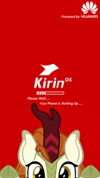 Size: 1080x1920 | Tagged: artist:isupersonic95, artist:mrkat7214, autumn blaze, derpibooru import, edit, huawei, kirin, kirinos, logo, phone, safe, startup screen