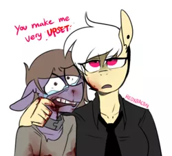 Size: 401x364 | Tagged: abuse, anthro, artist:redxbacon, blood, blood stains, collar, crying, derpibooru import, female, grimdark, oc, oc:note clip, unofficial characters only