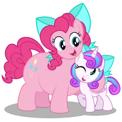 Size: 1920x1916 | Tagged: safe, artist:aleximusprime, deleted from derpibooru, derpibooru import, pinkie pie, princess flurry heart, alicorn, earth pony, pony, flurry heart's story, auntie pinkie, bow, chubbie pie, chubby, cute, diabetes, diabetes intensifies, diapinkes, fat, female, filly, filly flurry heart, flurrybetes, hug, matching bow mares, plump, pudgy pie, simple background, transparent background