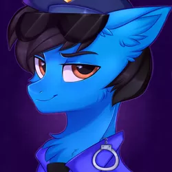 Size: 3000x3000 | Tagged: safe, artist:pesty_skillengton, derpibooru import, oc, oc:officer tempo, oc:tempo cider, unofficial characters only, earth pony, pony, bust, clothes, glasses, male, police, police officer, portrait, solo, stallion