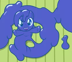 Size: 2009x1721 | Tagged: safe, artist:badumsquish, derpibooru import, oc, oc:wiggle, unofficial characters only, goo, goo pony, hybrid, lamia, original species, slimia, fangs, grin, hugs needed, interspecies offspring, looking at you, looking up, low angle, magical lesbian spawn, offspring, outstretched arms, parent:oc:kalianne, parent:oc:tremble, parents:oc x oc, slit pupils, smiling, solo