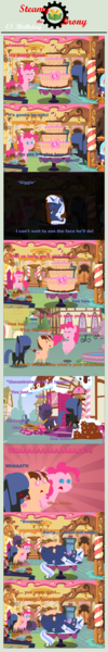 Size: 1205x7199 | Tagged: safe, artist:steampunk-brony, derpibooru import, edit, pinkie pie, oc, oc:loveless, oc:loveless nova, oc:neigh sayer, oc:silverlay, oc:think pink, earth pony, pony, unicorn, adorafatty, belly, big belly, birthday, birthday cake, blubberlay, cake, chubberlay, comic, crying, cute, fat, female, floppy ears, food, glutton, gluttony, huge belly, impossibly fat mare, impossibly large belly, large belly, laughing, mare, messy eating, morbidly obese, need to go on a diet, need to lose weight, obese, ocbetes, pointy ponies, shocked, silvabetes, silverlard, stomach noise, stuffed, stuffed belly, stuffing, surprised, that pony sure does love cakes, tummy ache, weight gain