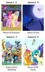 Size: 514x814 | Tagged: safe, derpibooru import, edit, edited screencap, screencap, applejack, berry punch, berryshine, button mash, filthy rich, fluttershy, gallus, minuette, nightmare moon, ocellus, octavia melody, pinkie pie, pokey pierce, princess celestia, rainbow dash, rarity, sandbar, silverstream, smolder, thunderlane, twilight sparkle, yona, alicorn, dragon, earth pony, pegasus, pony, unicorn, party of one, princess twilight sparkle (episode), season 1, season 2, season 3, season 4, season 5, season 7, season 8, season 9, slice of life (episode), spoiler:s08, spoiler:s09, background pony, cropped, downvote bait, dragoness, female, hat, male, mane six, mare, op is wrong, opinion, party hat, pipbuck, stallion, student six, unicorn twilight