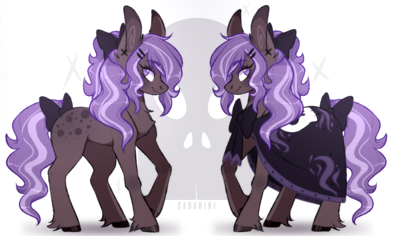 Size: 1018x608 | Tagged: safe, artist:sararini, derpibooru import, oc, oc:amaris, unofficial characters only, earth pony, pony, bow, cloak, clothes, female, mare, neck bow, solo, tail bow