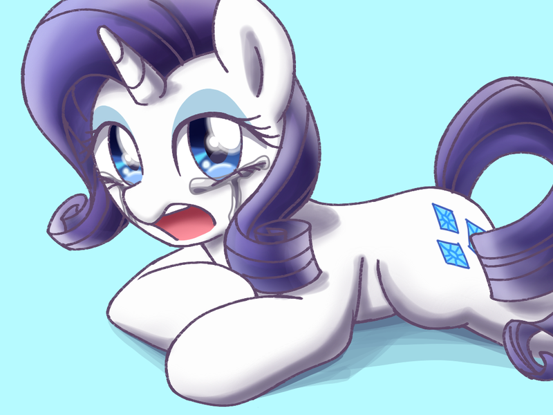 Size: 1080x810 | Tagged: safe, artist:tastyrainbow, derpibooru import, rarity, pony, unicorn, crying, lying down, solo