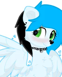 Size: 1000x1251 | Tagged: safe, artist:lazuli, derpibooru import, oc, oc:icefluff, unofficial characters only, hybrid, pegasus, pony, wolf, wolf pony, base used, fluffy, solo, wings