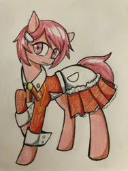 Size: 3024x4032 | Tagged: safe, artist:ponime11, derpibooru import, ponified, earth pony, pony, clothes, dress, female, lisbeth salander, mare, solo, sword art online, traditional art