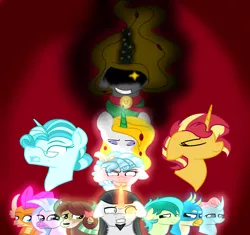 Size: 2168x2040 | Tagged: safe, artist:bea-drowned, derpibooru import, chancellor neighsay, cozy glow, gallus, ocellus, principal abacus cinch, sandbar, silverstream, smolder, sunset shimmer, yona, oc, oc:ms. bea, pony, countess, student six, the young six