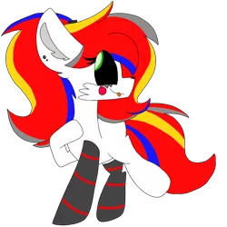 Size: 1378x1378 | Tagged: safe, artist:circuspaparazzi5678, derpibooru import, oc, pony, clothes, clown, scraps, socks