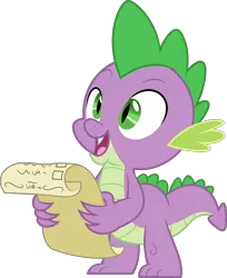 Size: 4084x5000 | Tagged: safe, artist:dashiesparkle, derpibooru import, spike, dragon, triple threat, .ai available, .svg available, absurd resolution, cute, happy, male, scroll, simple background, solo, spikabetes, transparent background, vector