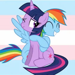 Size: 1242x1242 | Tagged: safe, derpibooru import, rainbow dash, twilight sparkle, pony, female, lesbian, pride, pride flag, shipping, trans girl, trans mare, transgender, transgender pride flag, transsexual, twidash