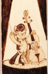 Size: 606x922 | Tagged: safe, artist:malte279, derpibooru import, octavia melody, pony, cello, craft, musical instrument, pyrography, spotlight, traditional art