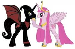 Size: 3852x2532 | Tagged: safe, artist:nathaniel hansen, derpibooru import, alicorn, pony, adventure time, business suit, cartoon network, clothes, crown, darling, female, hoof shoes, horn, husband and wife, hynden walch, jewelry, love, male, mare, married couple, nergal, nergal and princess bubblegum, princess bubblegum, regalia, relationship, romantic, shipping, stallion, steve burns, the grim adventures of billy and mandy, voice actor, wings