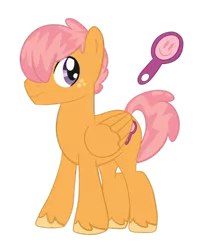 Size: 1280x1603 | Tagged: safe, artist:lightwolfheart, derpibooru import, oc, oc:pollen grain, pegasus, pony, looking back, magical lesbian spawn, male, mirror, offspring, parent:babs seed, parent:scootaloo, parents:scootababs, show accurate, simple background, solo, stallion, transparent background