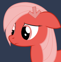 Size: 196x200 | Tagged: safe, derpibooru import, edit, editor:undeadponysoldier, oc, oc:downvote, ponified, unofficial characters only, earth pony, pony, derpibooru, cropped, derpibooru ponified, female, mare, meta, sad, simple background, solo, upvote