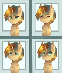 Size: 2500x2943 | Tagged: safe, artist:shimayaeiko, derpibooru import, oc, oc:demi, oc:demiurgic theory, unofficial characters only, pony, unicorn, angry, blushing, bust, crying, cute, emotions, glare, happy, male, mischievous, sad, smiling, smirk, solo, stallion
