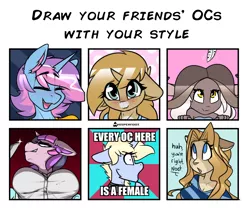 Size: 1506x1280 | Tagged: safe, artist:whisperfoot, derpibooru import, oc, oc:nootaz, oc:sherbet smoothie, oc:sugarcookie, unofficial characters only, anthro, pony, unicorn, cold blooded twilight, anthro with ponies, breaking the fourth wall, breasts, clothes, cute, drawing meme, evil grin, feather, female, furry, grin, happy, knife, looking up, meme, meta, smiling, smirk, surprised