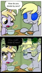Size: 673x1174 | Tagged: safe, artist:moemneop, derpibooru import, edit, edited edit, editor:apex soundwave, derpy hooves, dinky hooves, pegasus, pony, blue screen of death, crashed, divide by zero, edit of an edit of an edit, error, female, filly, glitch, mare, meme, software gore, system failure