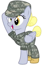 Size: 2000x3050 | Tagged: safe, artist:cheezedoodle96, derpibooru import, derpy hooves, pegasus, pony, .svg available, alternate hairstyle, army, boots, camouflage, clothes, derp, digital camouflage, epic derpy, female, hat, mare, memorial day, salute, shoes, simple background, soldier, solo, svg, transparent background, united states, us army, vector