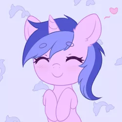 Size: 1937x1934 | Tagged: safe, artist:fluffymaiden, derpibooru import, sea swirl, seafoam, pony, unicorn, background pony, beanbrows, blushing, chibi, cute, eyebrows, eyebrows visible through hair, eyes closed, female, heart, hooves to the chest, mare, seadorable, solo