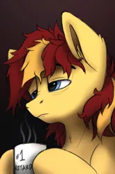 Size: 2160x3250 | Tagged: safe, artist:syntaxartz, derpibooru import, oc, oc:archi sketch, pegasus, pony, coffee, coffee mug, messy mane, mug, sleep deprivation, sleepy, solo, tired