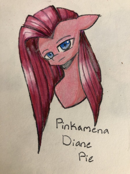 Size: 3024x4032 | Tagged: safe, artist:ponime11, derpibooru import, pinkie pie, pony, bust, pinkamena diane pie, portrait, solo, traditional art