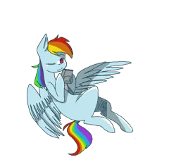 Size: 817x753 | Tagged: safe, artist:punbun4fun, derpibooru import, rainbow dash, pegasus, pony, female, gaming, hoof hold, mare, missing cutie mark, one eye closed, simple background, solo, transparent background, wink