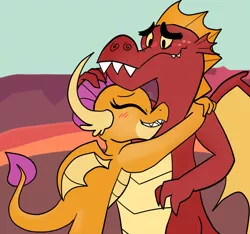 Size: 1200x1123 | Tagged: artist:klondike, blushing, brother and sister, cute, derpibooru import, dragon, dragoness, female, garble, male, safe, siblings, smolder, smolderbetes, sweet and smoky