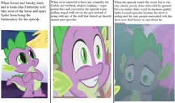 Size: 1554x912 | Tagged: castle sweet castle, cropped, derpibooru import, dragon, edit, edited screencap, faic, reaction image, reflection, safe, screencap, solo, spike, spike drama, sweet and smoky, uprooted, winged spike