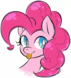 Size: 861x948 | Tagged: safe, artist:nancybigots, derpibooru import, pinkie pie, pony, :p, bust, cute, diapinkes, female, head only, mare, portrait, simple background, solo, tongue out, white background, white pupils