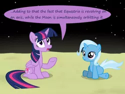 Size: 1200x900 | Tagged: safe, artist:evil-dec0y, derpibooru import, trixie, twilight sparkle, twilight sparkle (alicorn), alicorn, pony, unicorn, comic:trixie vs., comic:trixie vs. the moon, comic, female, filly, mare, speech bubble