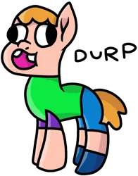 Size: 733x933 | Tagged: safe, artist:rainbow eevee, derpibooru import, ponified, pony, 1000 hours in ms paint, calarts, clarence, clarence wendle, clothes, derp, simple background, solo, transparent background, vector, wat, why