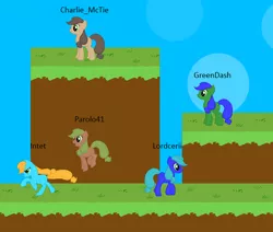 Size: 450x381 | Tagged: safe, derpibooru import, oc, pony, pony creator, 1000 hours in ms paint, 1000 hours in pony creator, applejack changeling clones, bubble background, charliemctie, clones, cute, grassy field, greendash, intet, lordcerii, not applejack, parolo41, pinkie's hyperactive chat, pony world chat, recolor, recolored changeling clones, too many applejacks