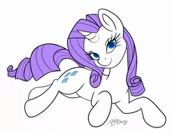 Size: 2054x1610 | Tagged: safe, artist:btbunny, derpibooru import, rarity, pony, unicorn, female, looking at you, lying down, mare, no catchlights, simple background, solo, white background