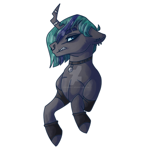 Size: 1920x1920 | Tagged: safe, artist:detoxx-retoxx, derpibooru import, oc, oc:philia agape armet, changepony, hybrid, unicorn, kindverse, emo, interspecies offspring, offspring, parent:queen chrysalis, parent:shining armor, parents:shining chrysalis, piercing, simple background, transparent background