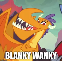 Size: 510x499 | Tagged: billy (dragon), caption, cropped, crossed arms, derpibooru import, dragon, edit, edited screencap, image macro, imgflip, male, meme, safe, screencap, solo, solo focus, sweet and smoky, teenaged dragon, text