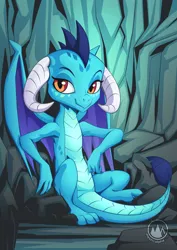 Size: 955x1351 | Tagged: artist:mysticalpha, cute, derpibooru import, dragon, dragoness, emberbetes, featureless crotch, female, looking at you, princess ember, safe, smiling, solo