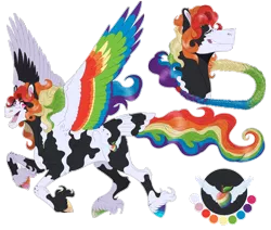 Size: 1350x1145 | Tagged: safe, artist:bijutsuyoukai, derpibooru import, oc, oc:zap apple blitz, unofficial characters only, pegasus, pony, colored wings, cutie mark, female, magical lesbian spawn, mare, multicolored hair, multicolored wings, offspring, parent:applejack, parent:rainbow dash, parents:appledash, piebald coloring, rainbow hair, rainbow wings, simple background, solo, transparent background, wings